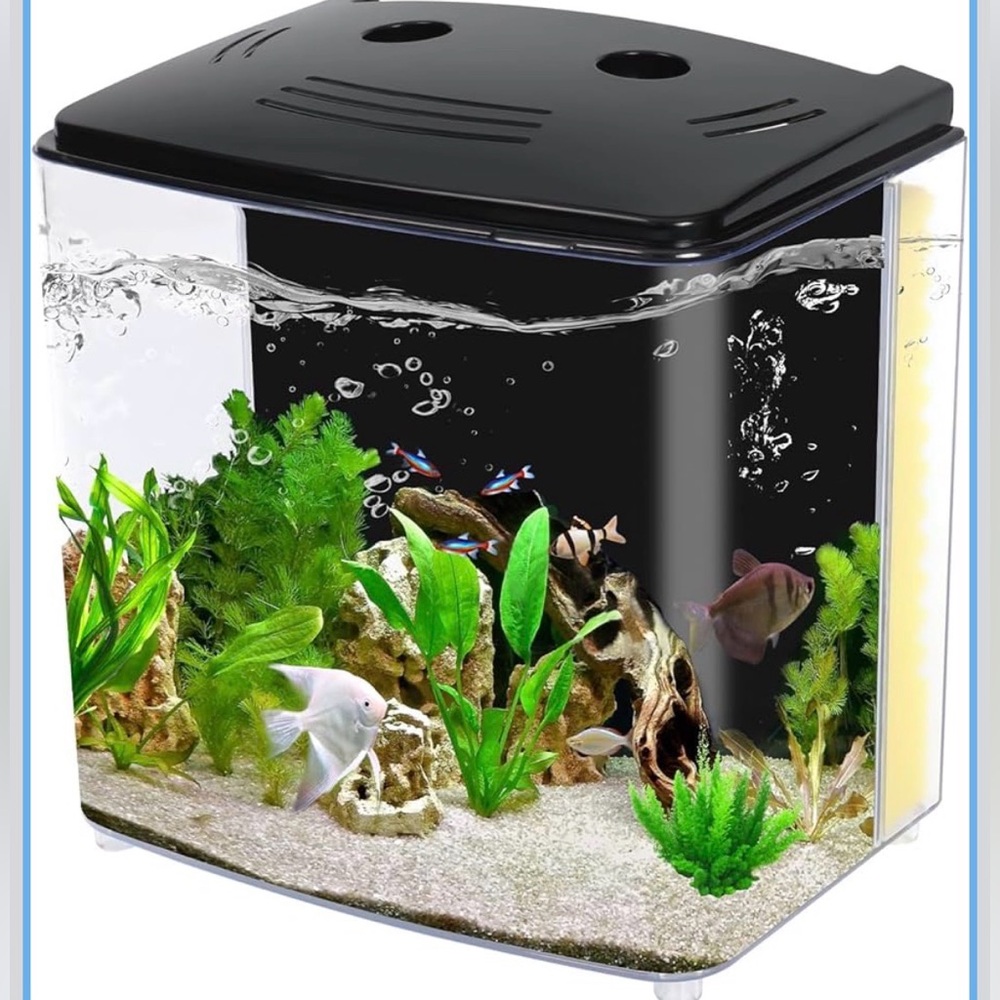 NIB Aquaneat Plastic Aquarium Tank,Aquatic Life,1.2 Gallon,LED,Water Filter Pump